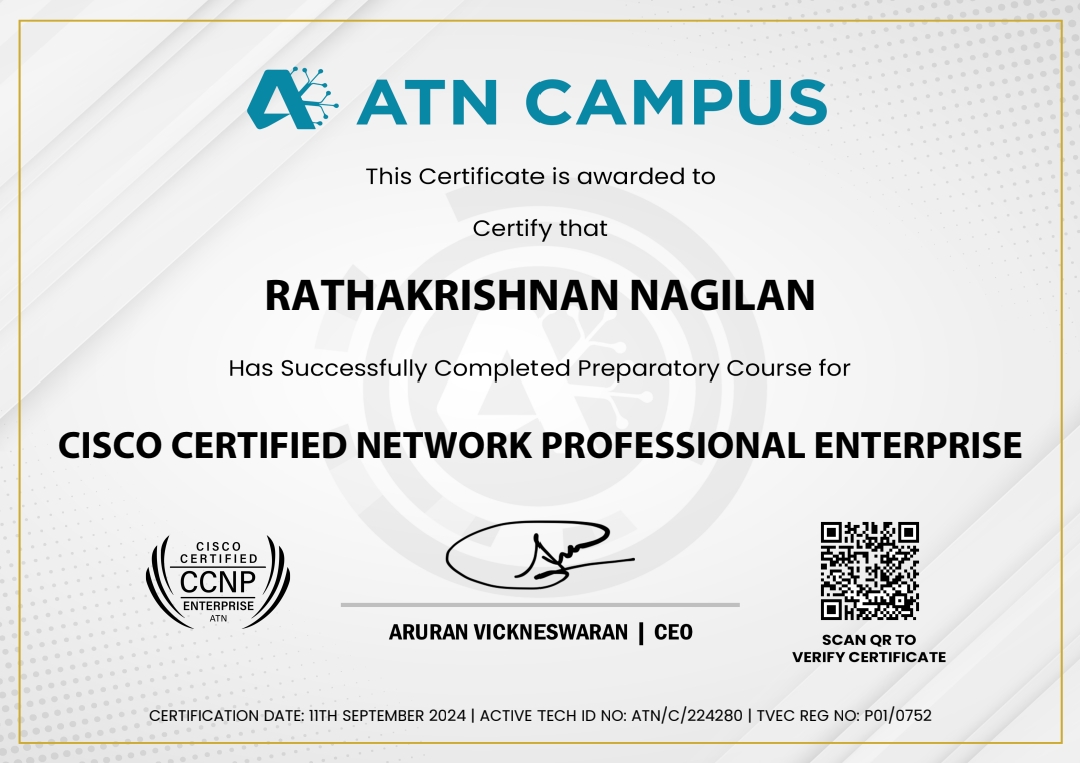 Cisco Certified Network Professional certificate