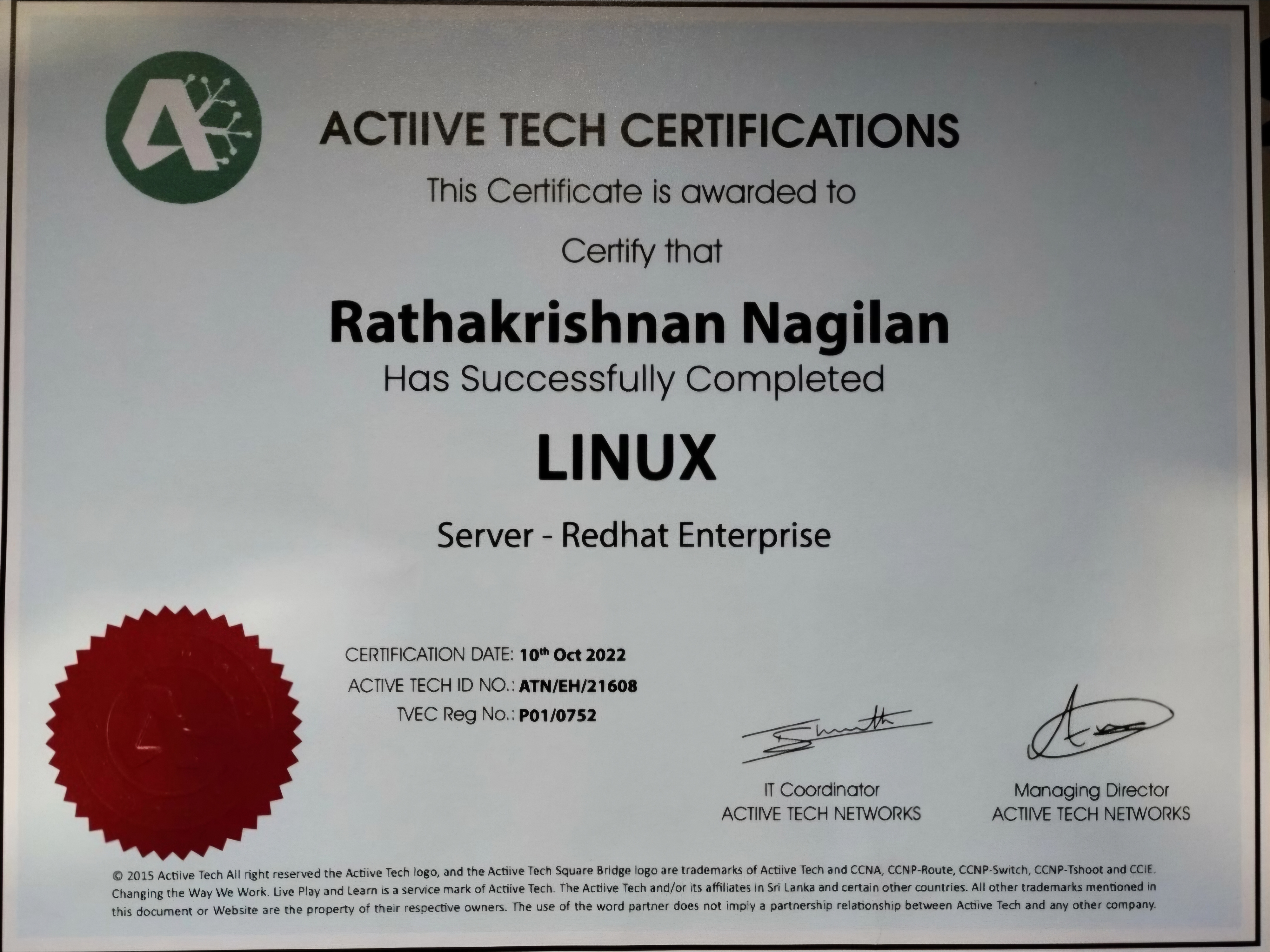 Linux System Administration and Fundamentals certificate